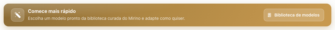 Faixa "Comece mais rápido" com o botão Biblioteca de modelos